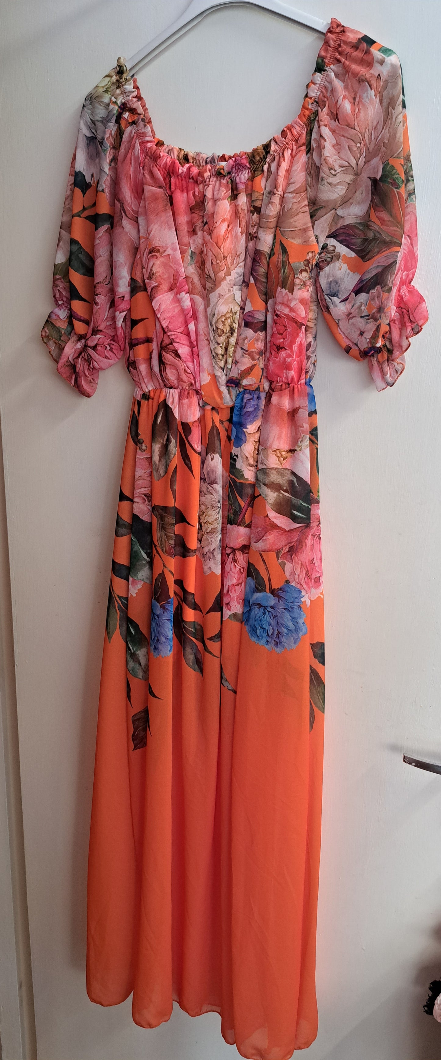 Floral Short-Sleeve Maxi Dress reduced