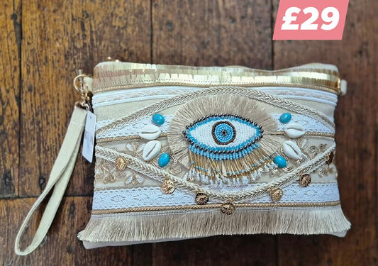 New summer blue bead & shell bag