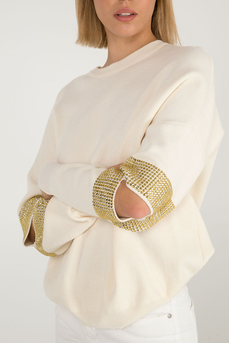 Diamanté sleeved jumper