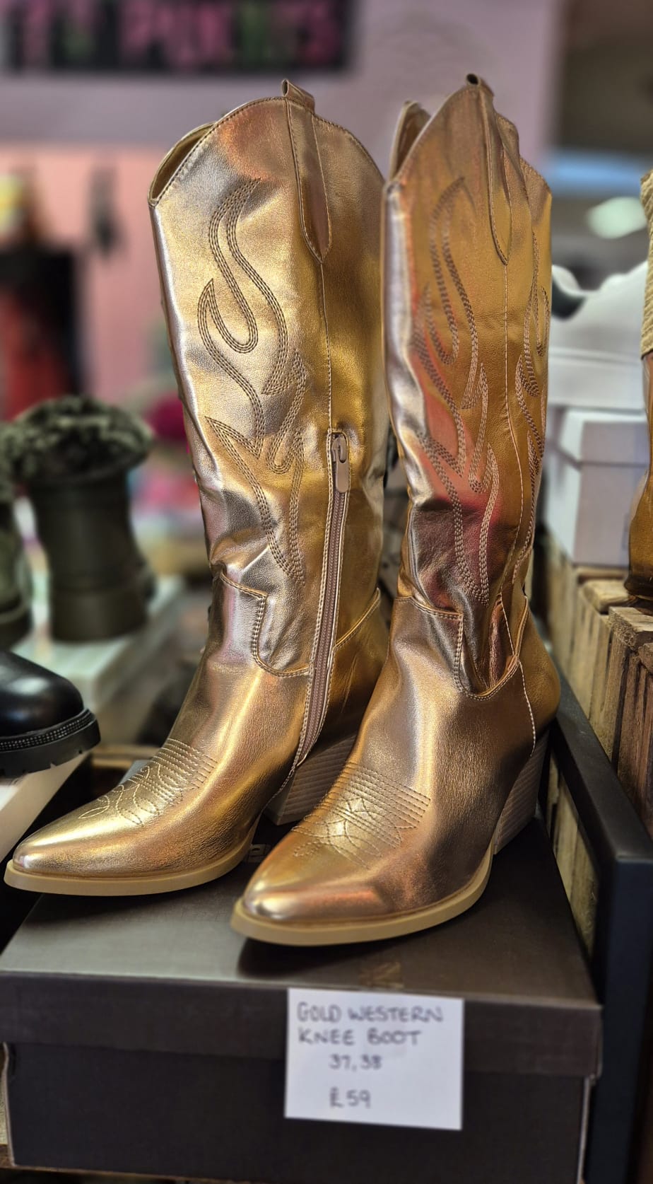 Gold cowboy boots