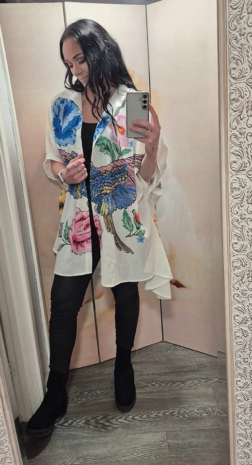 New funky fantasia parrot blouse