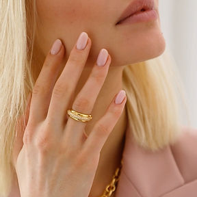 18ct plated diamanté & gold ring