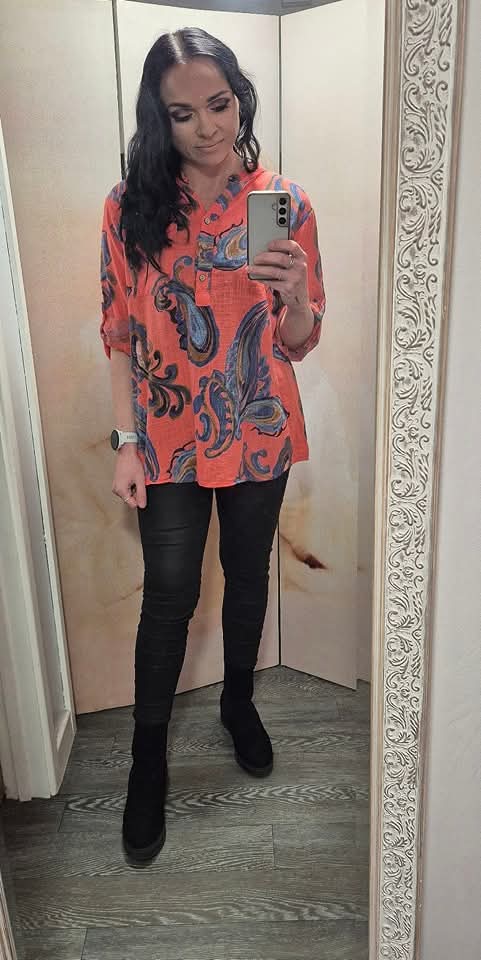 New cotton Paisley grandfather shirt