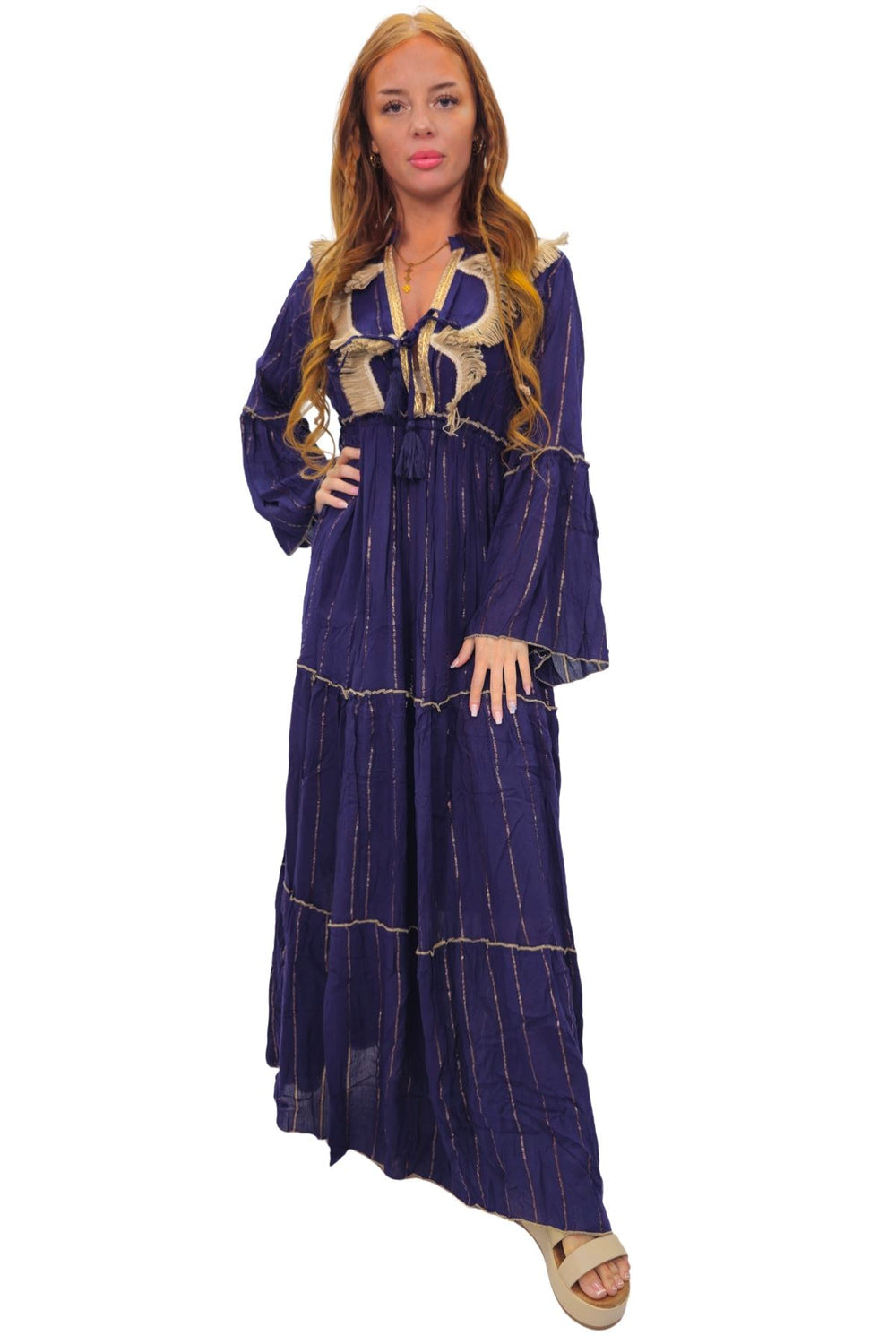 New boho layered maxi dress