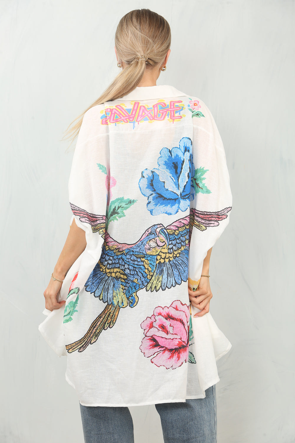 New funky fantasia parrot blouse