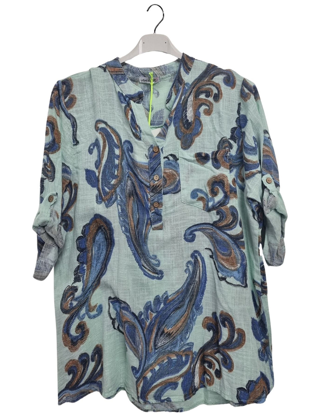 New cotton Paisley grandfather shirt