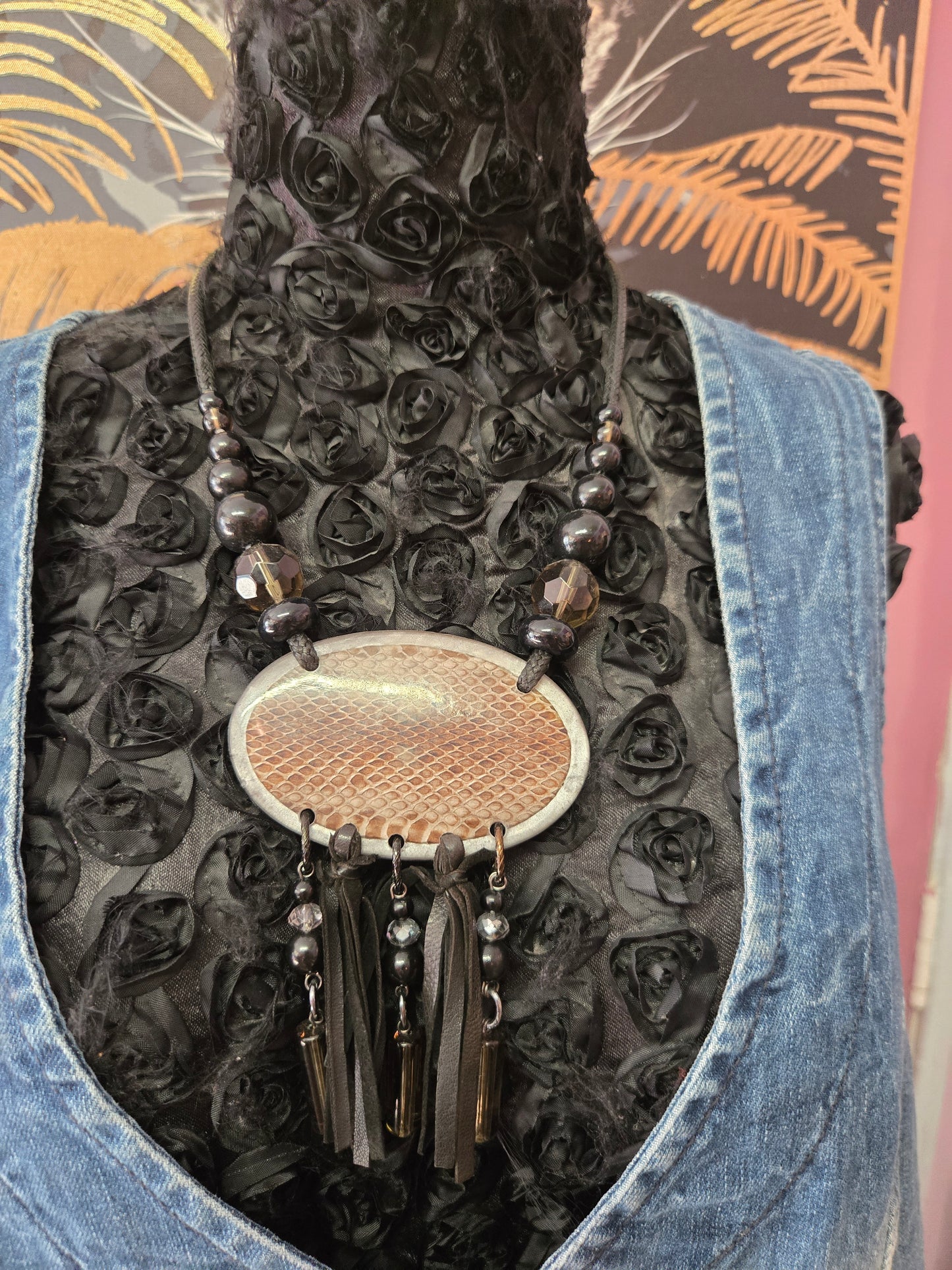 Leather tassle necklace