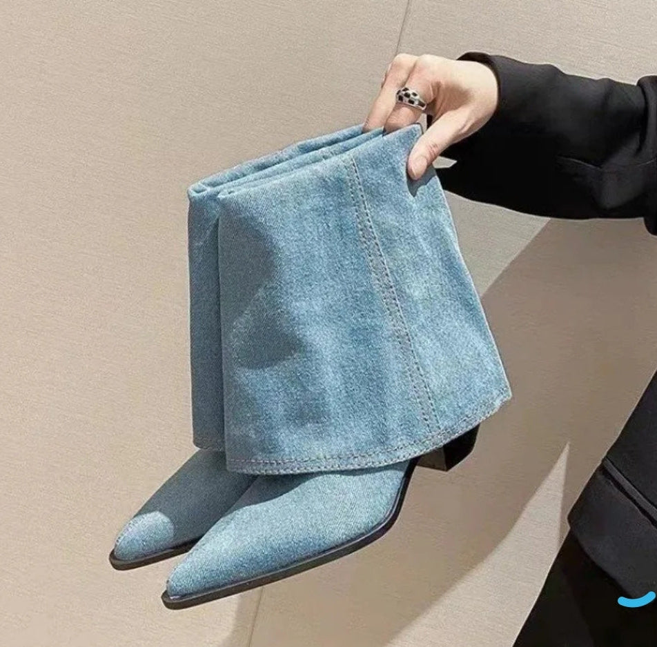 Denim Foldover Boot