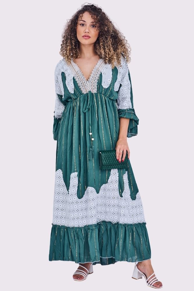 New green boho dress