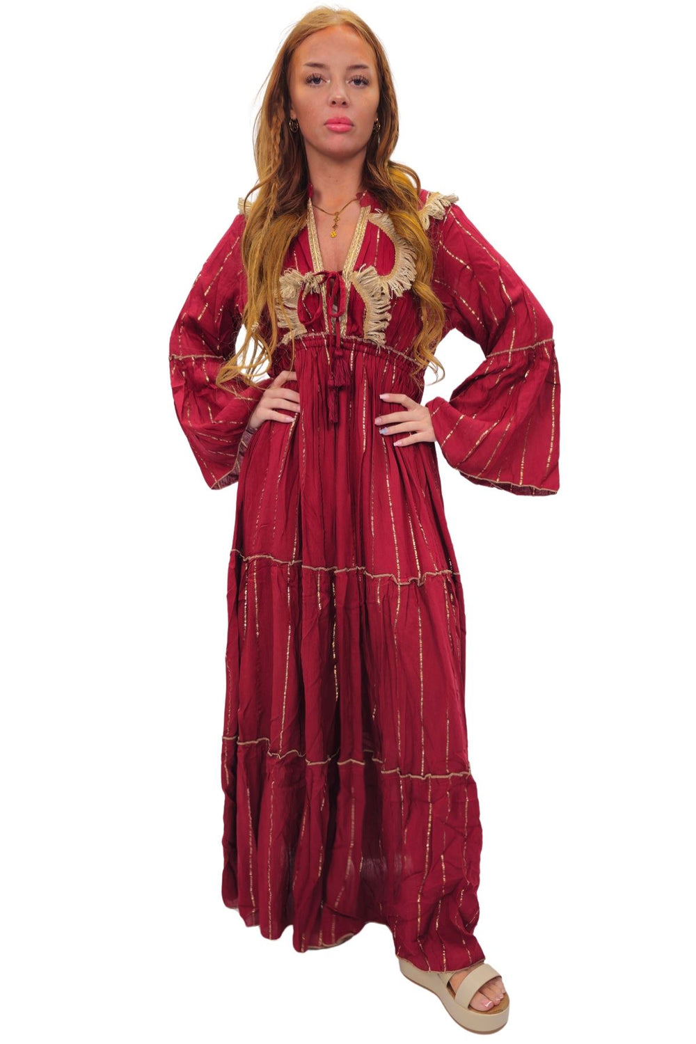New boho layered maxi dress