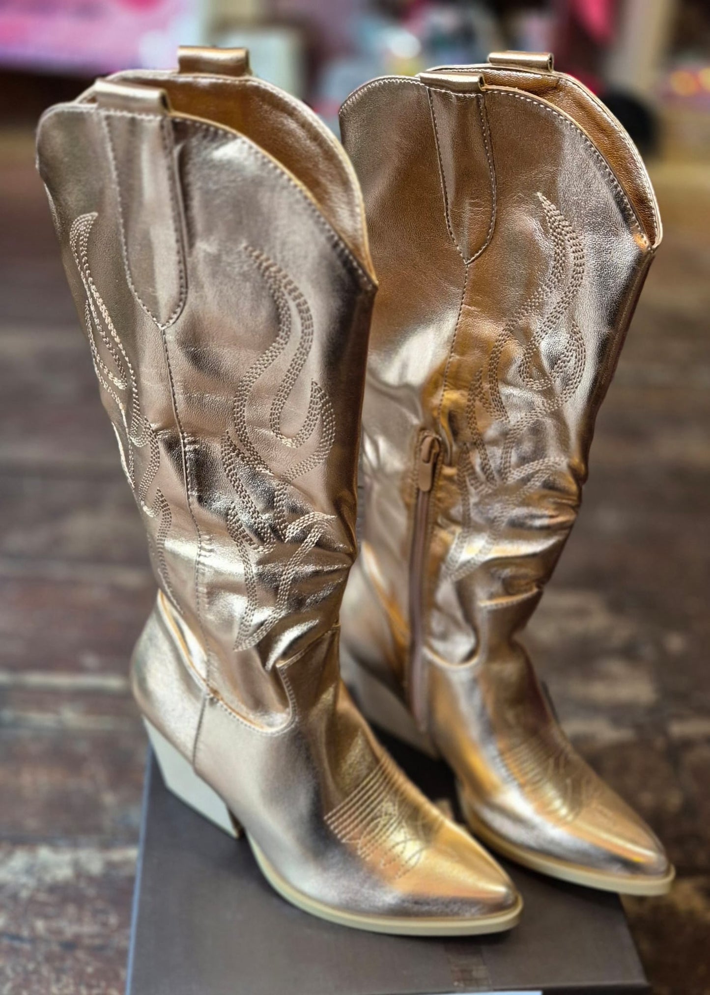 Gold cowboy boots