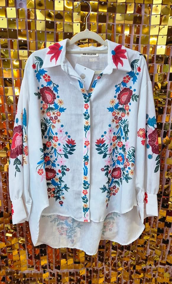 New funky fantasia floral blouse