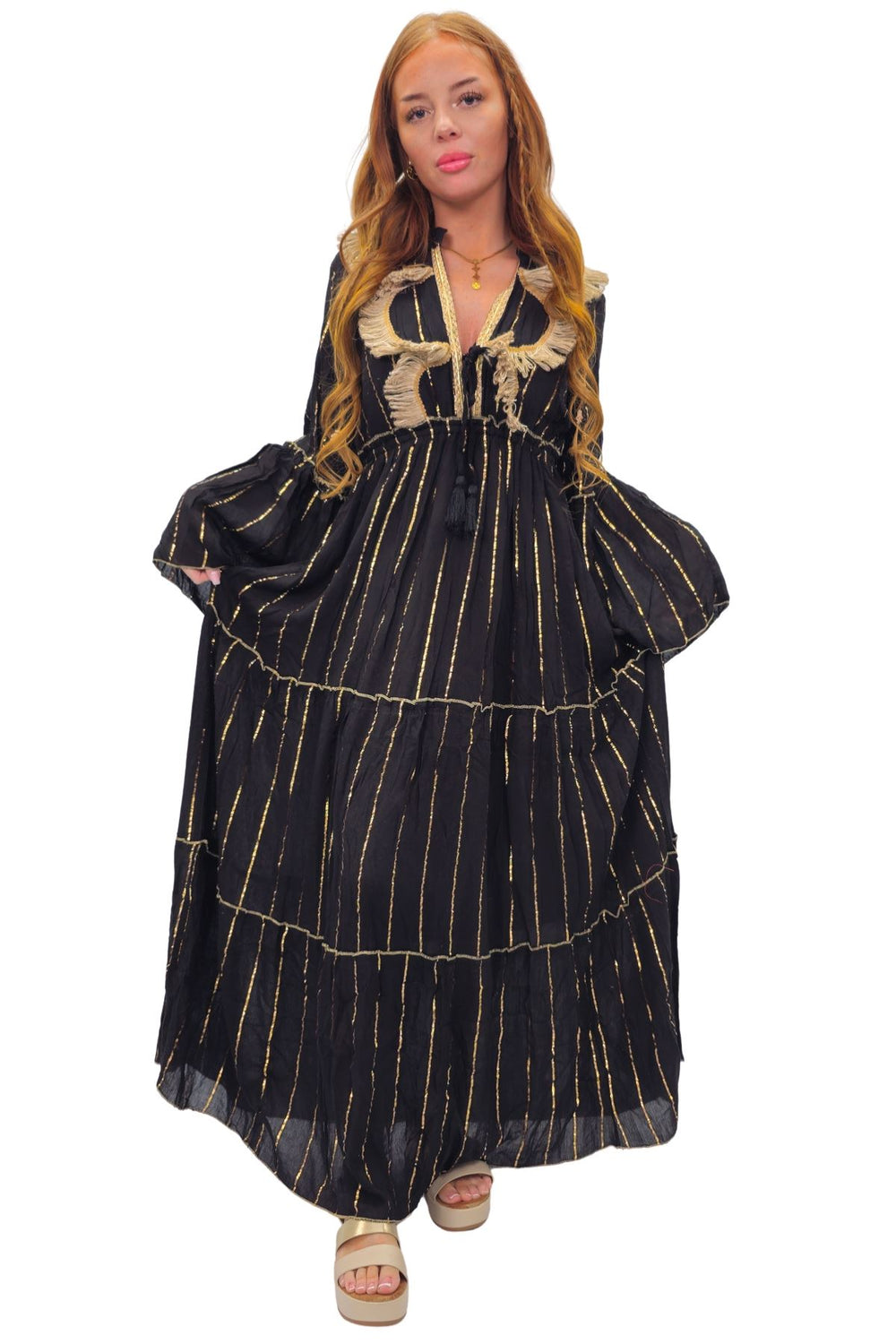 New boho layered maxi dress