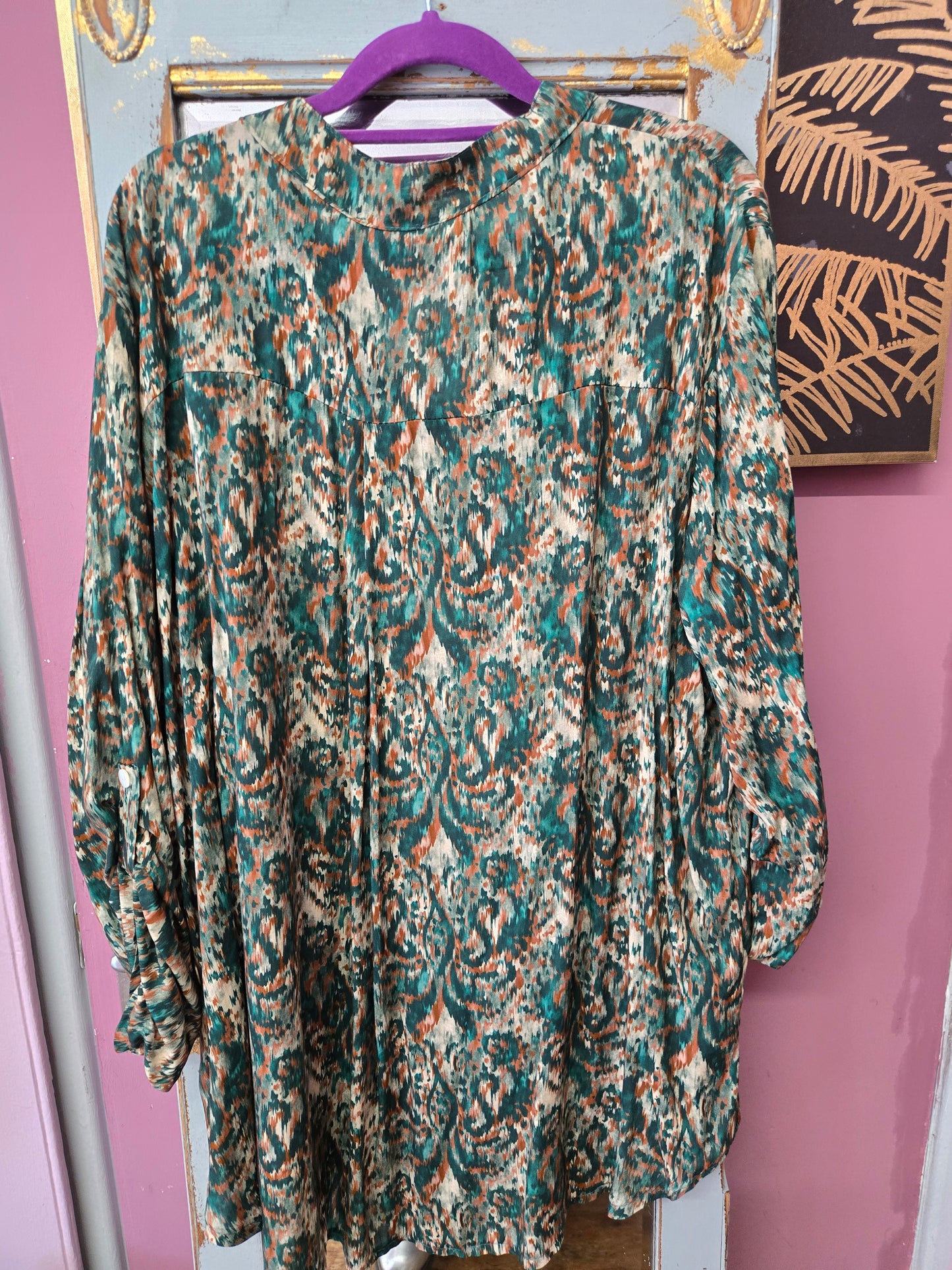 New green Paisley blouse