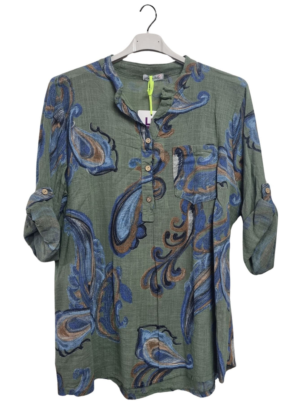 New cotton Paisley grandfather shirt
