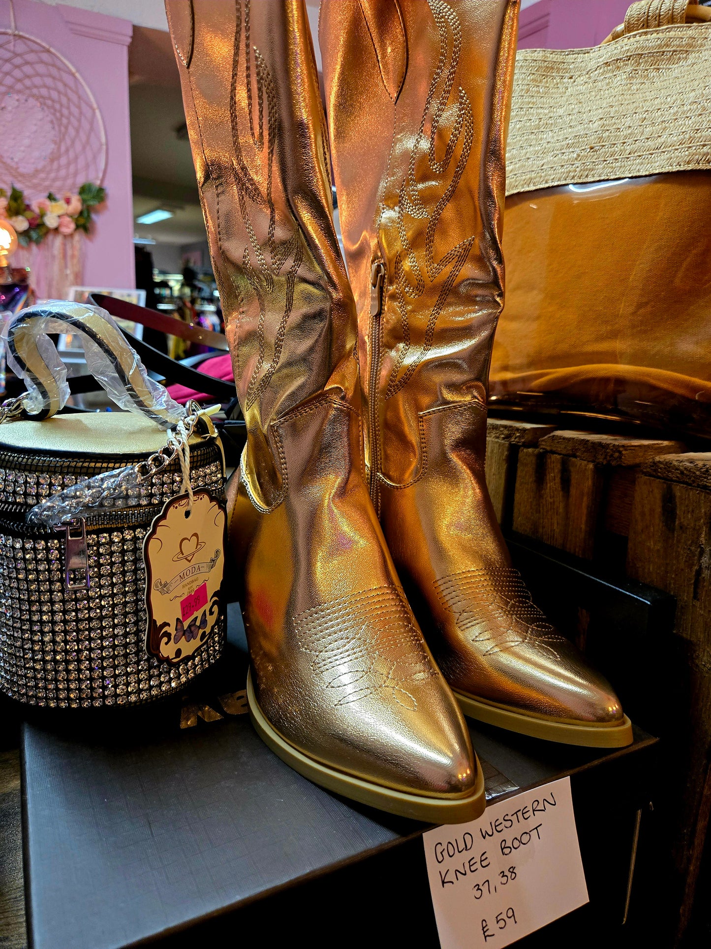 Gold cowboy boots