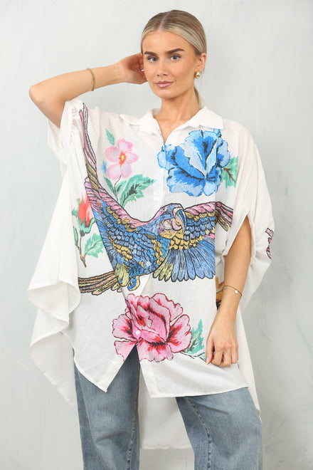 New funky fantasia parrot blouse