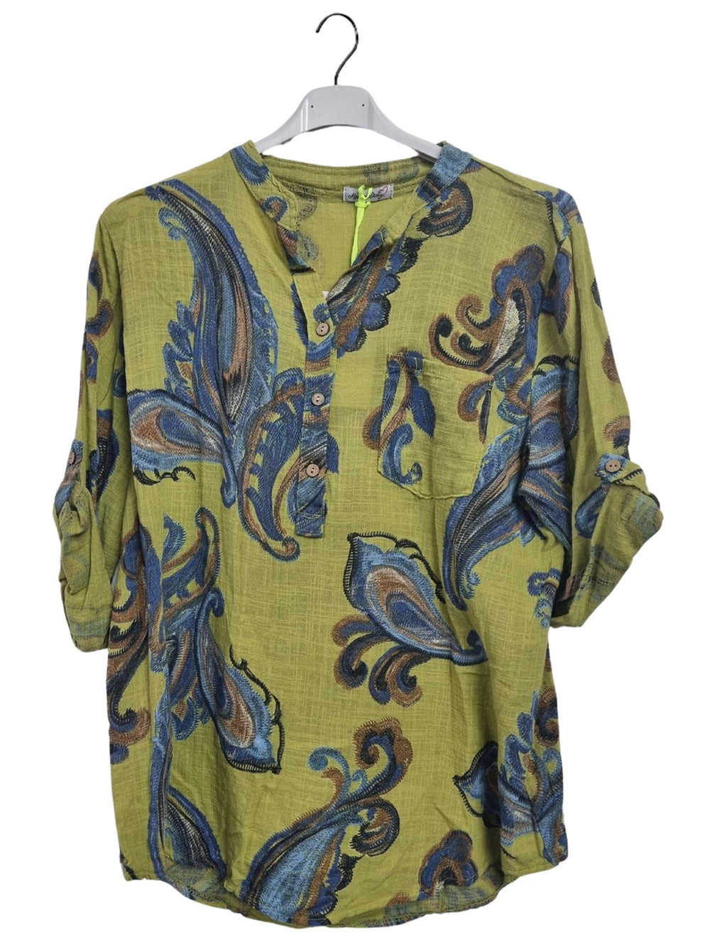 New cotton Paisley grandfather shirt