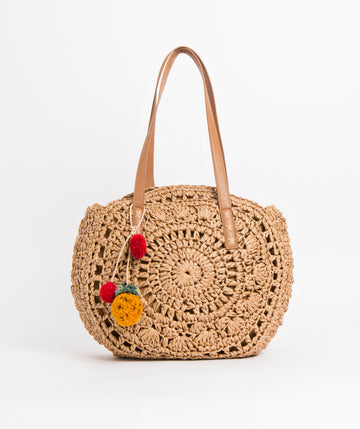 Beach bag with pompoms