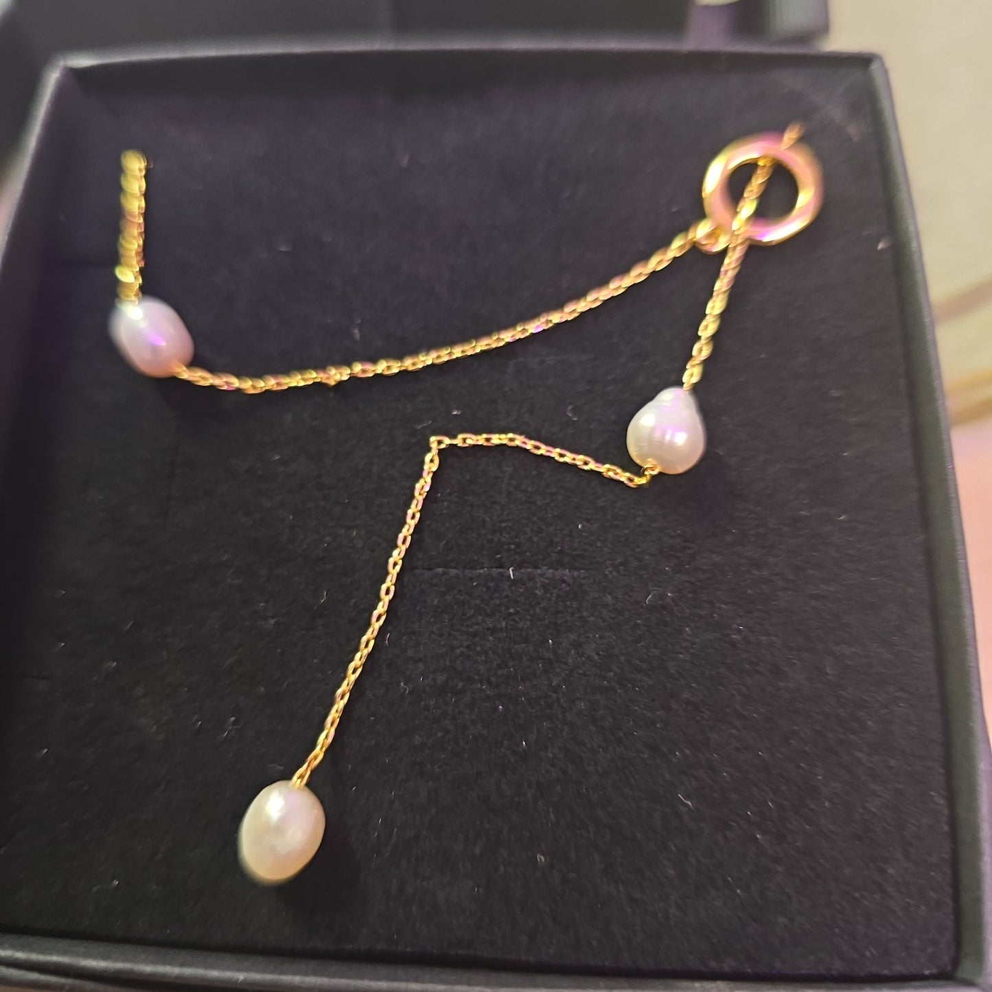 18ct plated gold & pearl droplet neclace