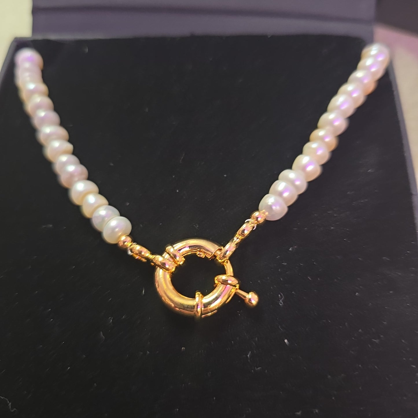 18ct plated pearl & gold necklace