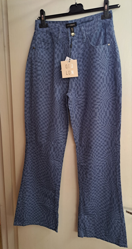 QED London Blue Check Jeans