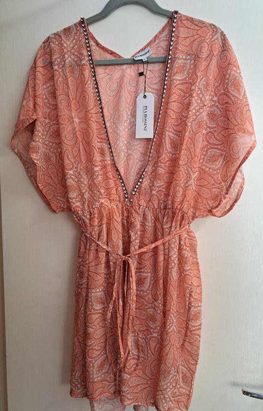 Pia Rossini Coral Kaftan Beach Cover-Up