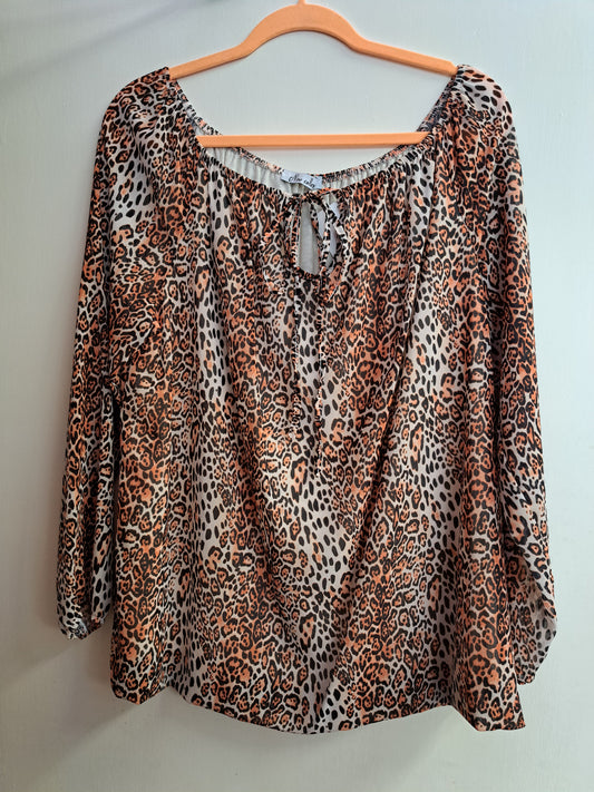 Long-Sleeve Leopard Print Top