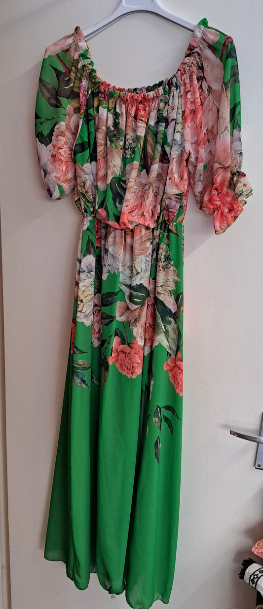 Floral Short-Sleeve Maxi Dress