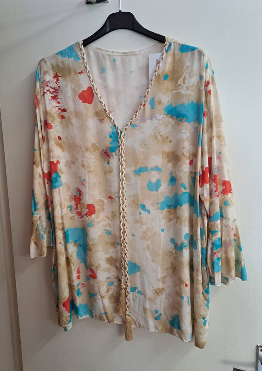 Multi-Print Top Beige