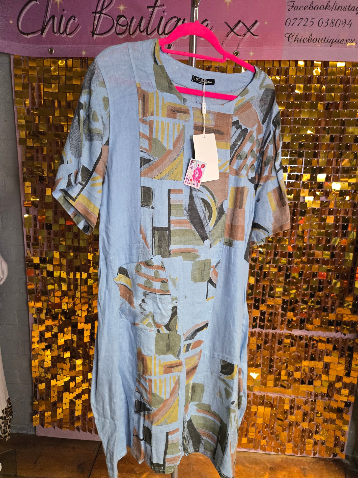 New linen abstract dress