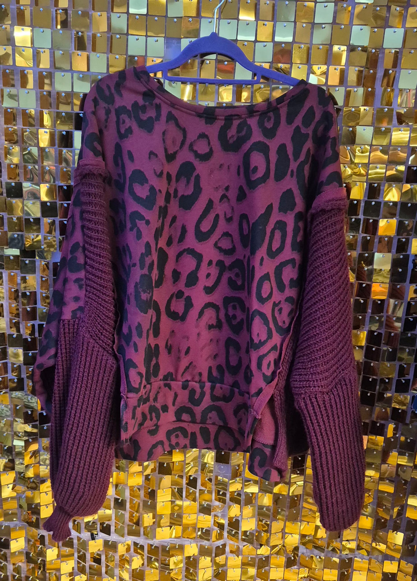 Knit Sleeve Leopard Sweater