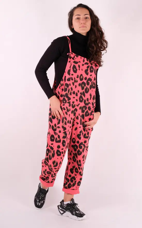 Leopard dungarees