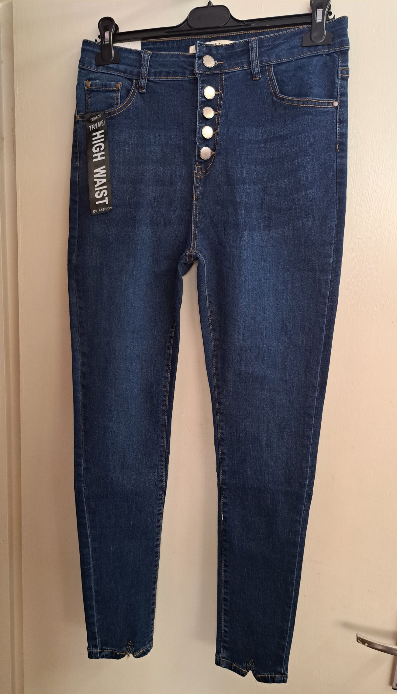 DS Fashion High-Waisted Button-Front Jeans