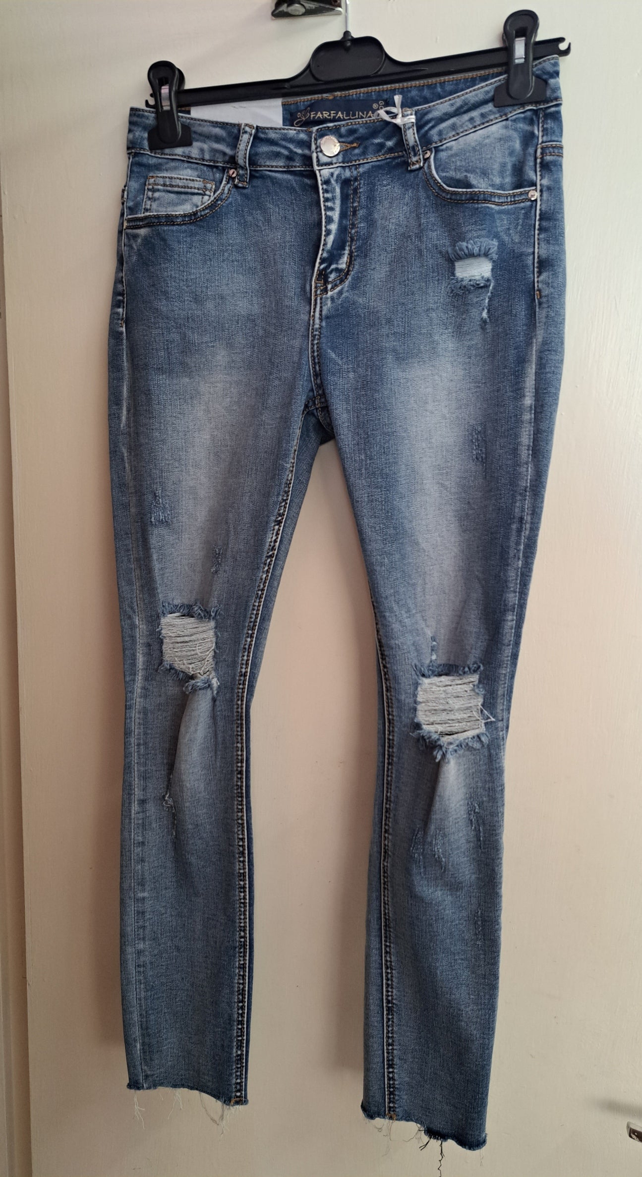 Farfallina Blue Ripped Leg (front & back leg ripped) Jeans