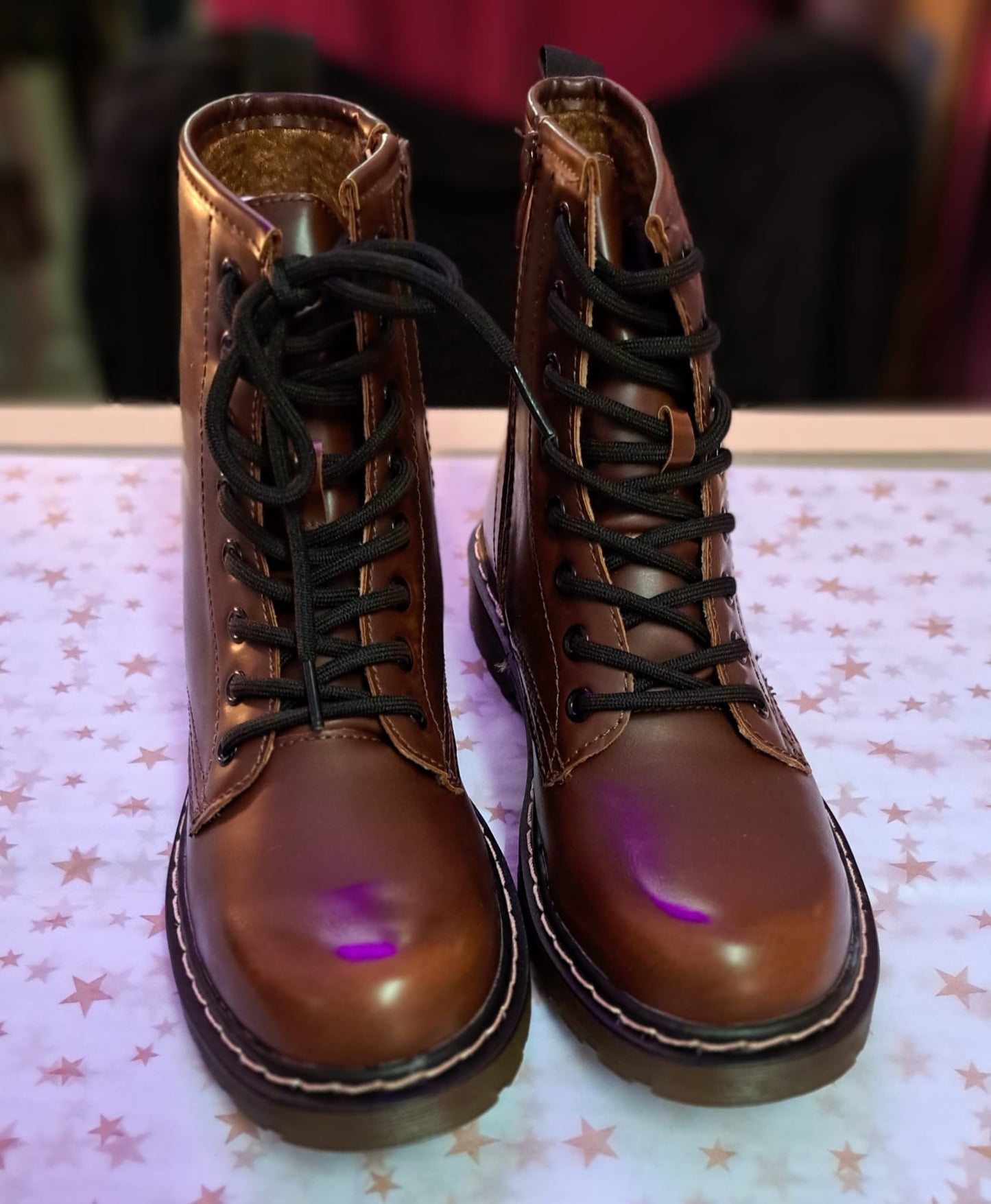 Brown lace up boots