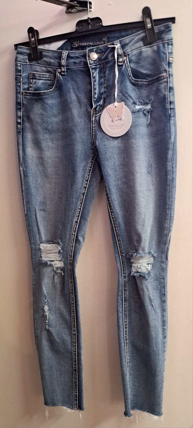 Farfallina Blue Ripped Leg (front & back leg ripped) Jeans