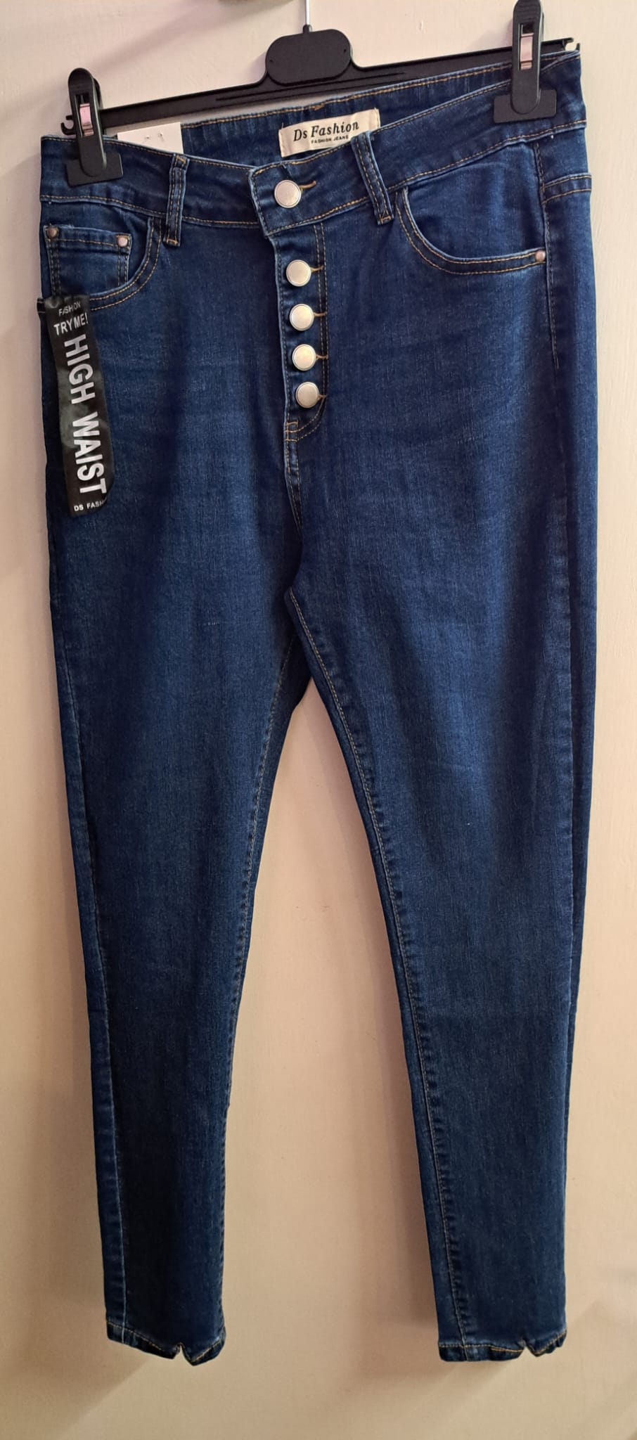 DS Fashion High-Waisted Button-Front Jeans