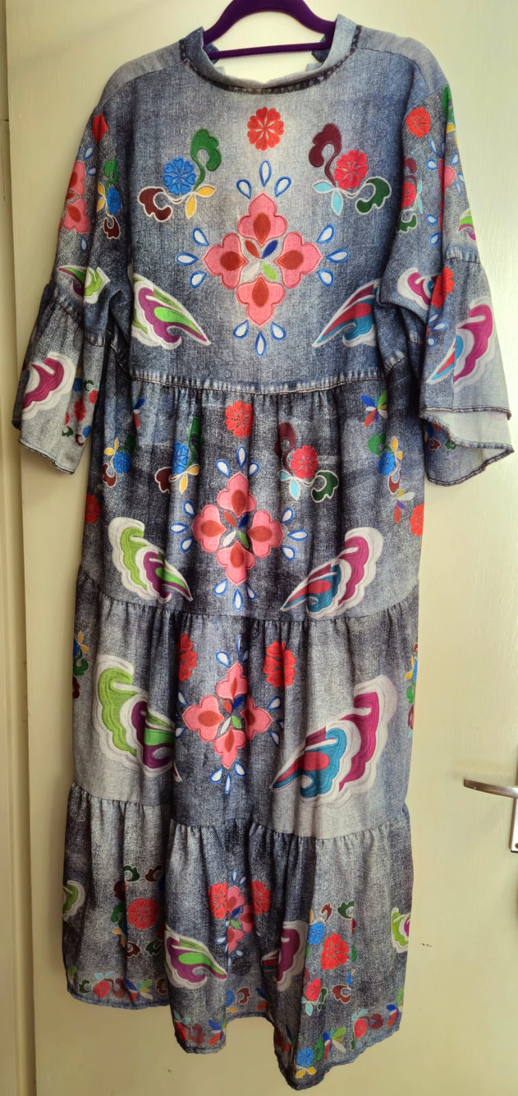 Denim print dress