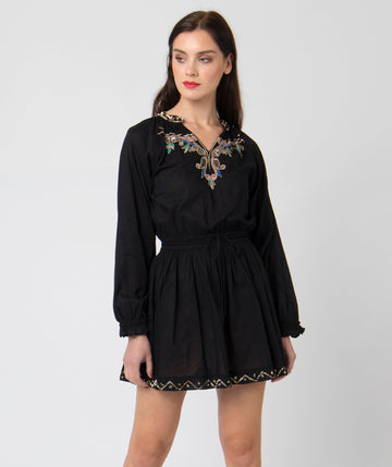 Jewelled cotton tunic