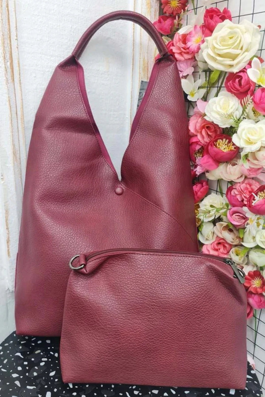 Leather hobo shoulder bag set