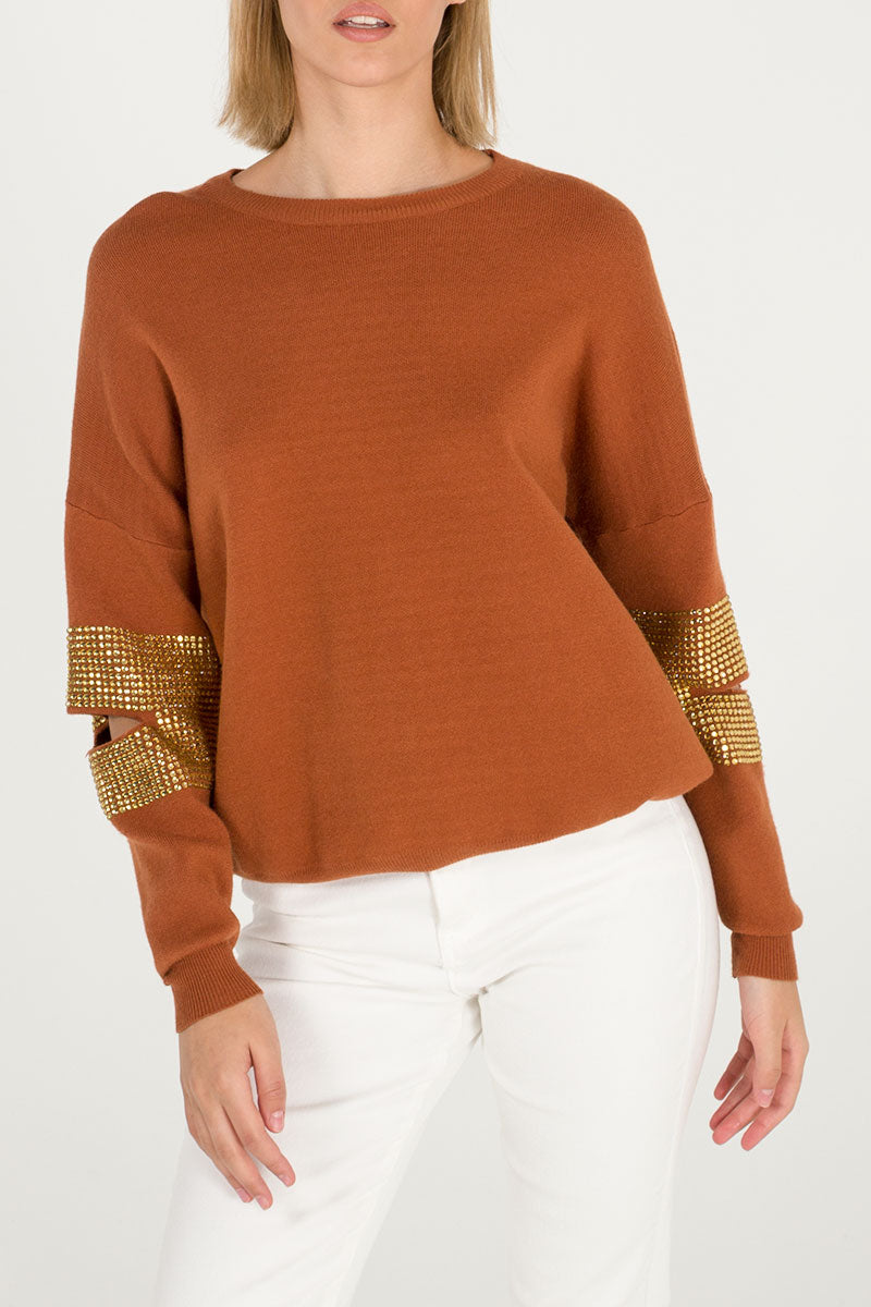 Diamanté sleeved jumper