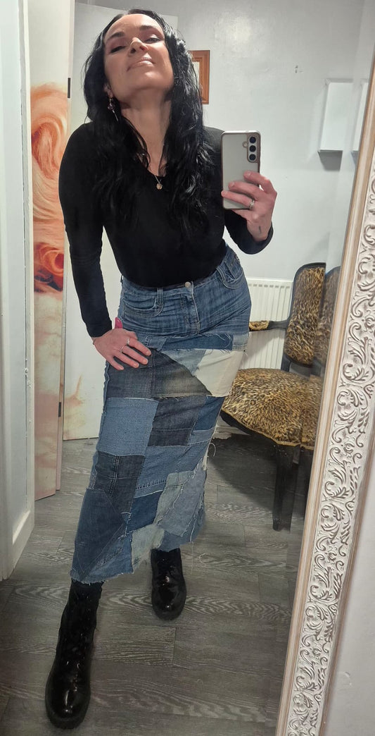 Unique denim skirt