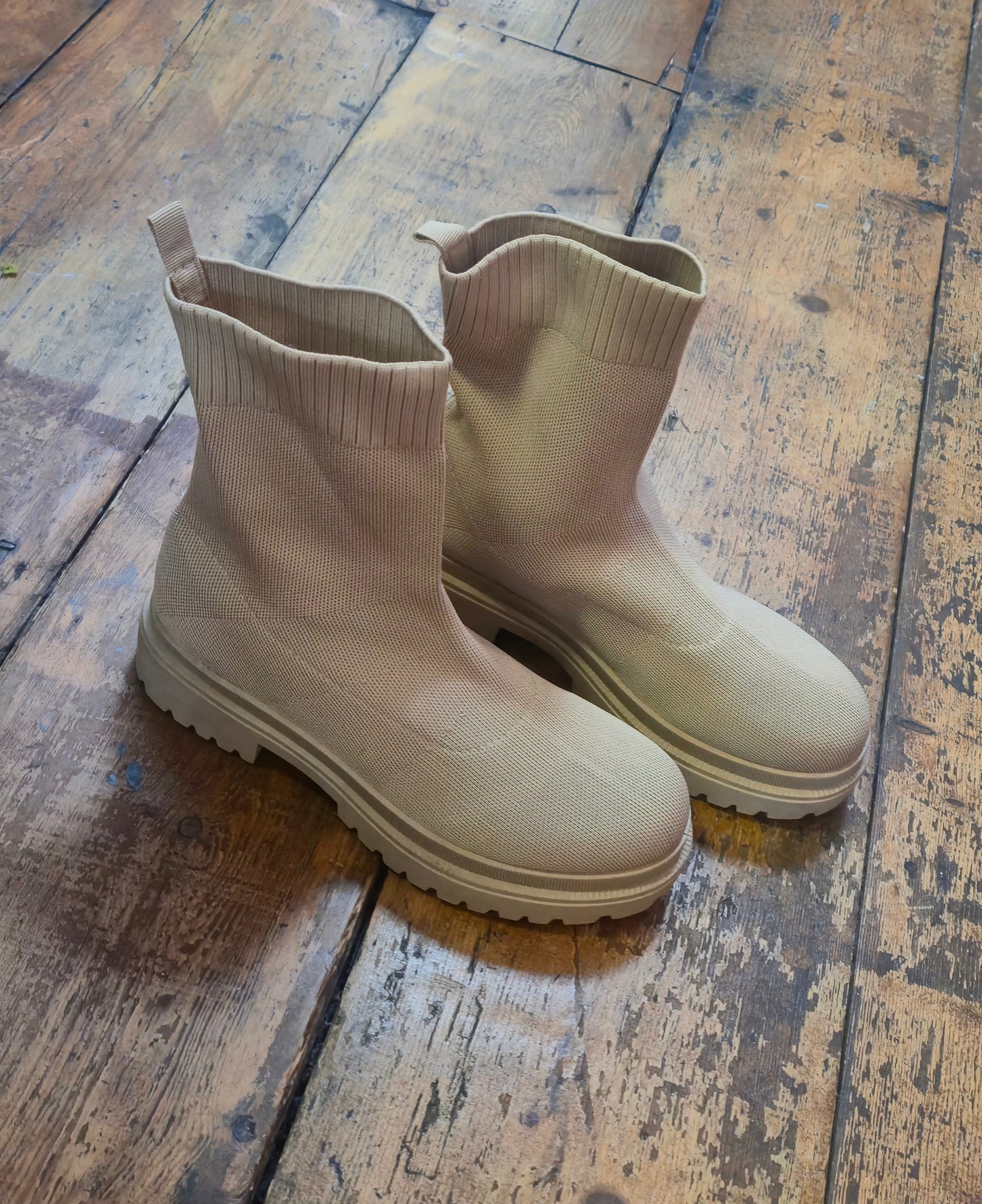 Beige Sock Boot