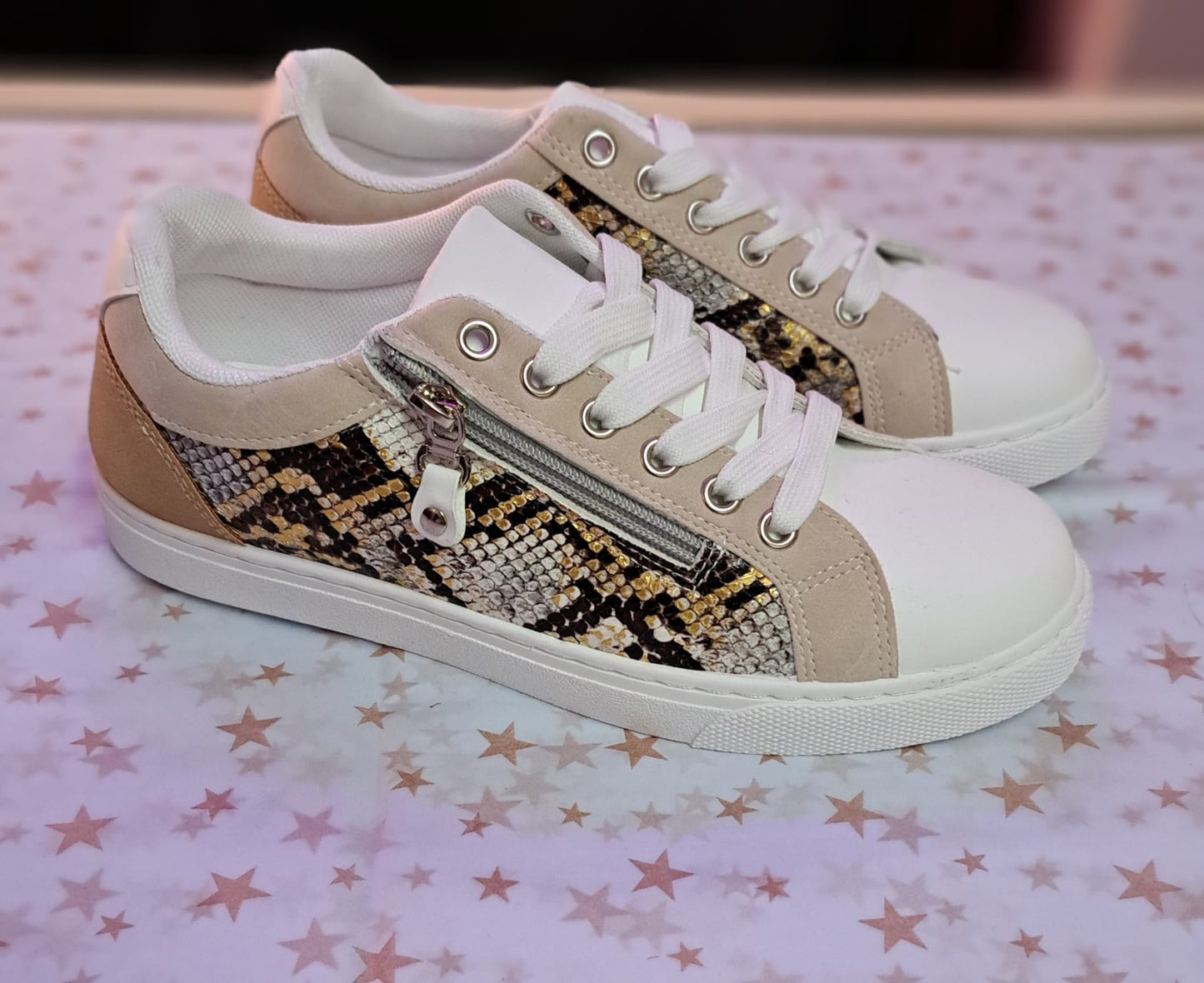 Snake print trainers