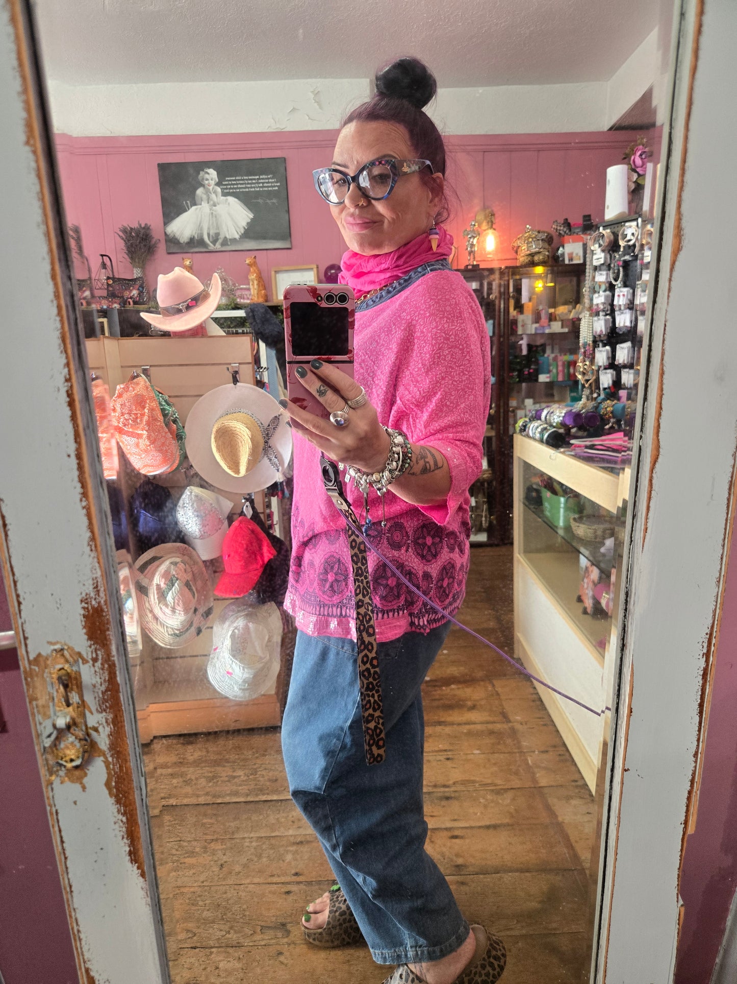 Pink top with Paisley trim