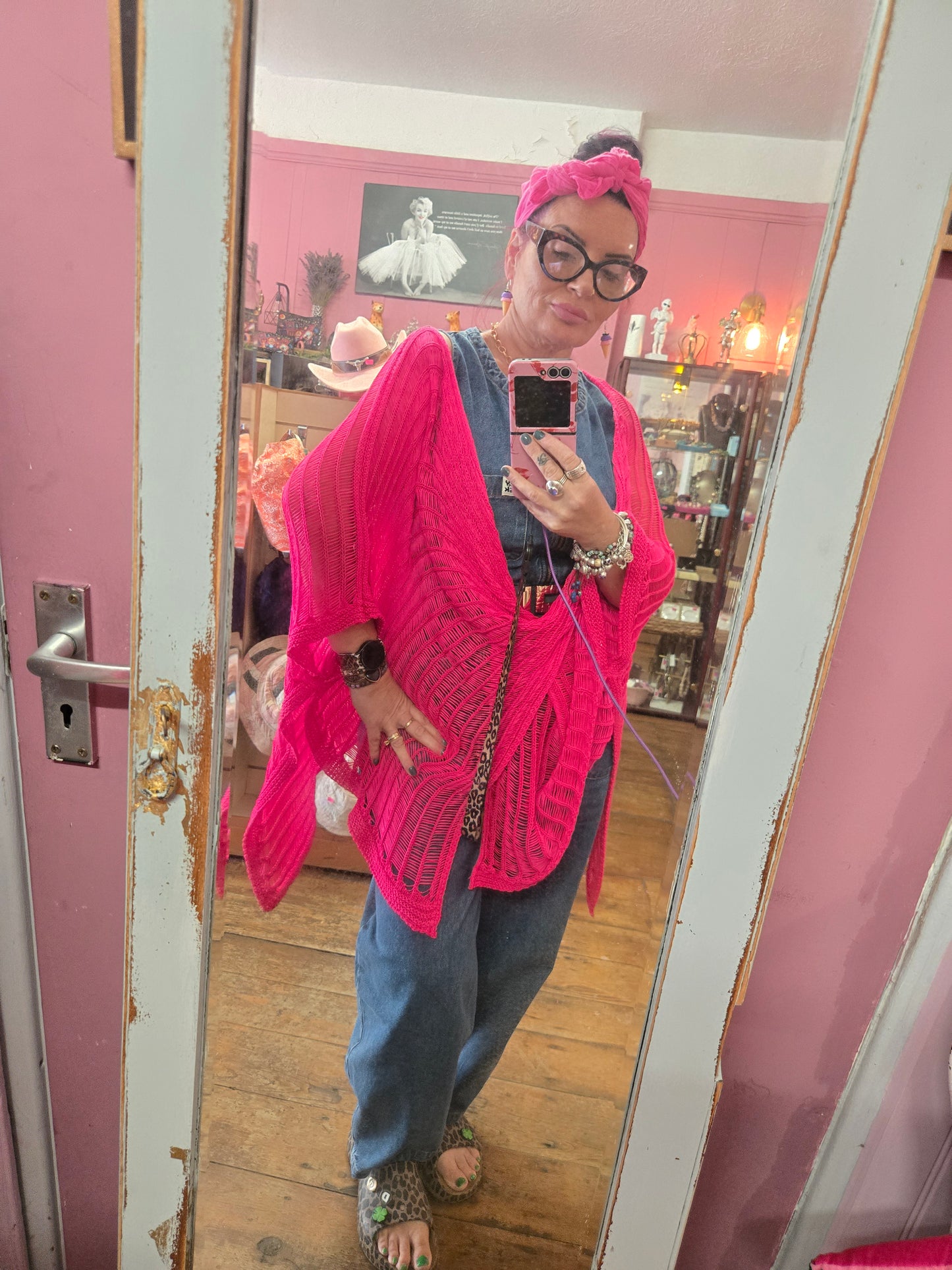 Pink crochet throw top