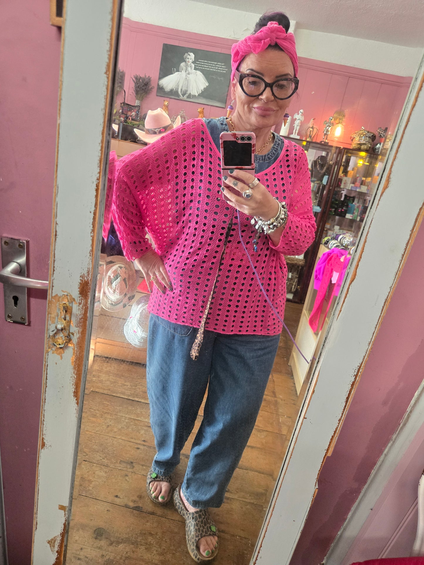 Pink holey top