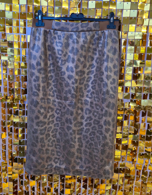 New Jayley Faux Suede Animal Print Skirt