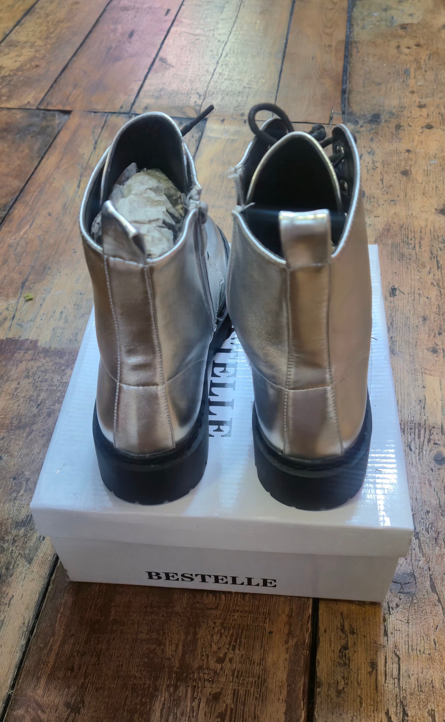 Silver Lace-Up Boot
